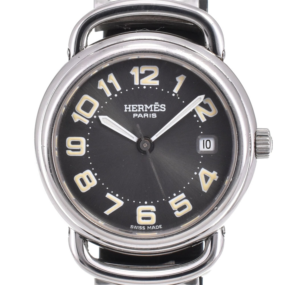 値下 エルメス HERMES PU2.210 プルマン D-バックル デイト クォーツ レディース 良品 □#142991