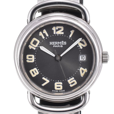 値下 エルメス HERMES PU2.210 プルマン D-バックル デイト クォーツ レディース 良品 □#142991