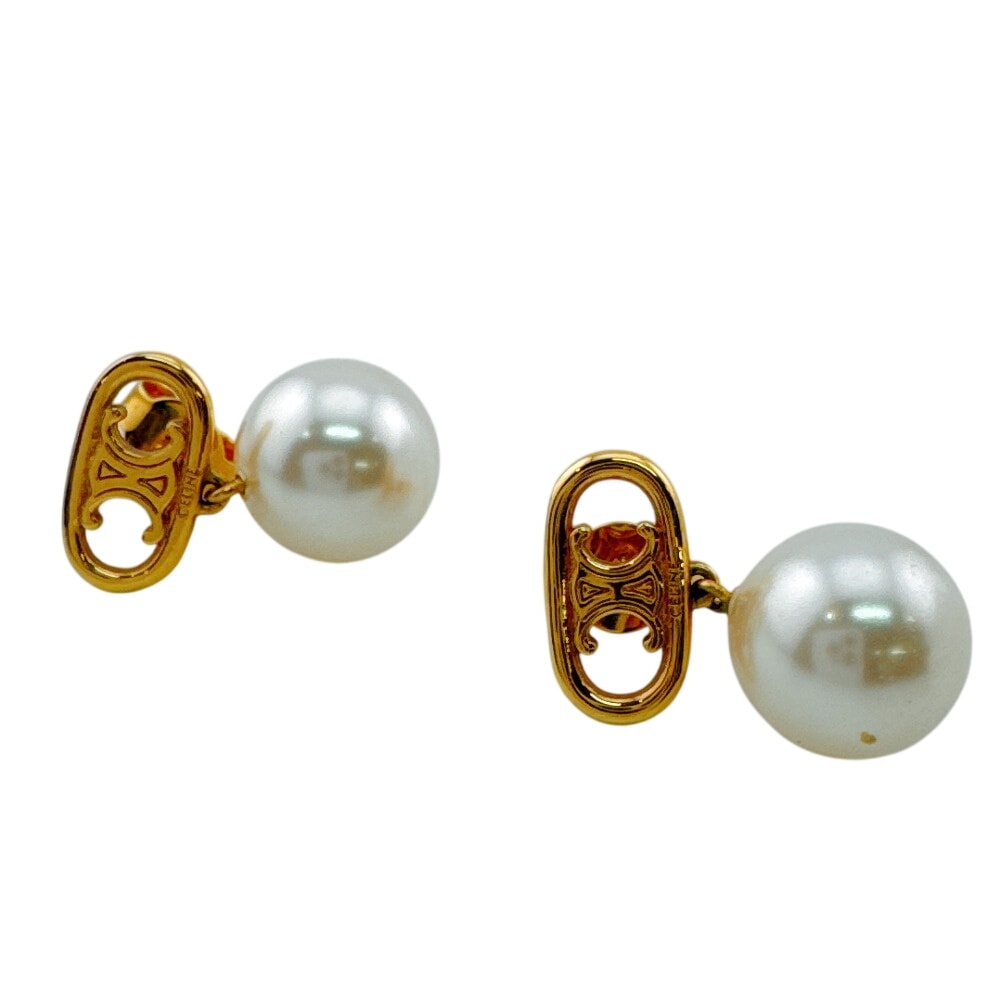 B (目立った傷や汚れなし)】セリーヌ CELINE ピアス GP フェイクパール