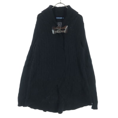 RALPH LAUREN ラルフローレン カシミヤ混 長袖 ショールカラー ケーブルニット カーディガン M ブラック