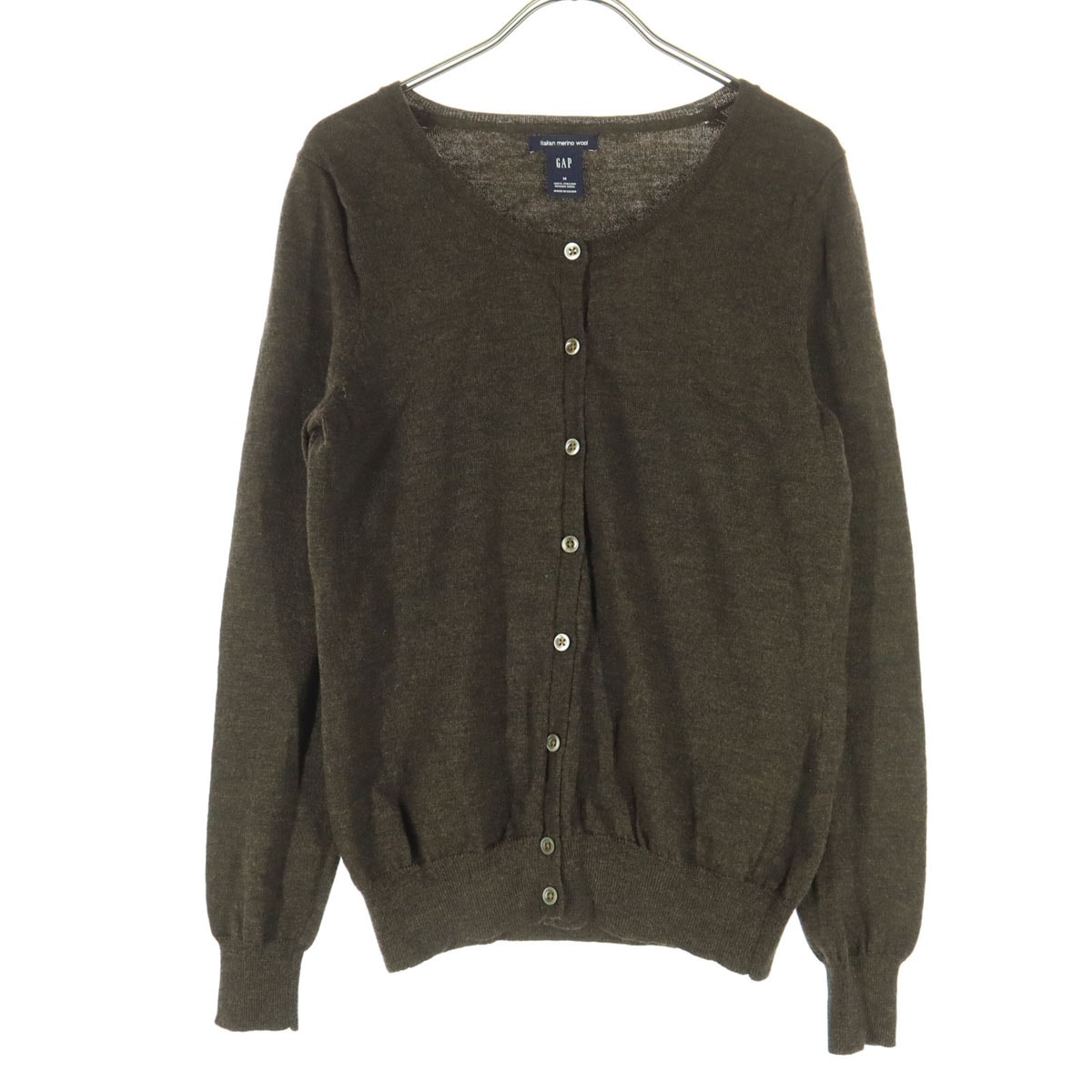 美品 GAP ギャップ ウール 長袖 Uネック カーディガン M ブラウン