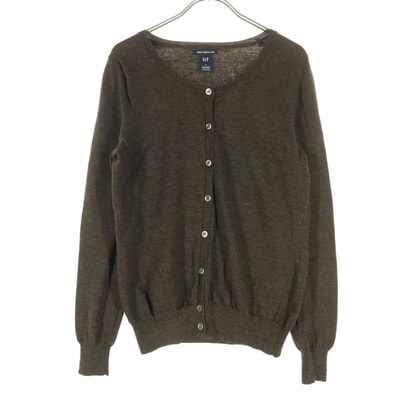美品 GAP ギャップ ウール 長袖 Uネック カーディガン M ブラウン