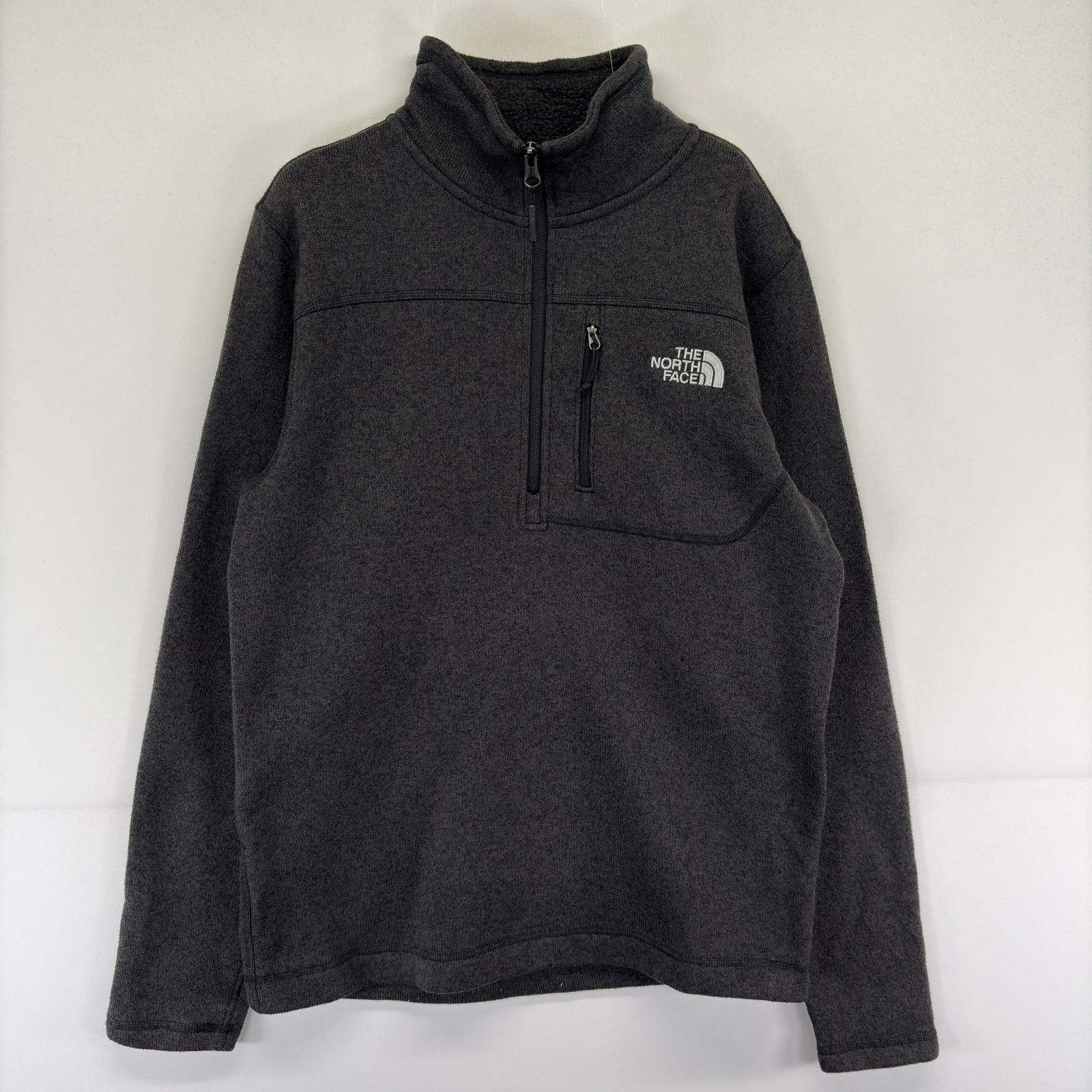 古着 ザ・ノースフェイス THE NORTH FACE フリース トレーナー ハーフジップ 胸ポケット ベターセータータイプ ワンポイント S グレー メンズ