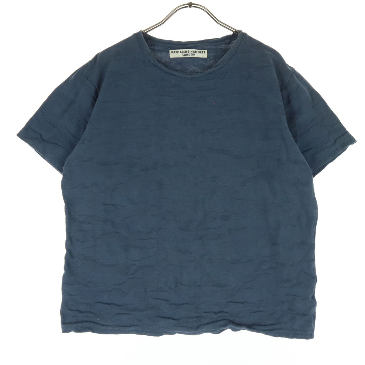KATHARINE HAMNETT LONDON キャサリンハムネットロンドン 日本製 コットン 総柄 半袖 Tシャツ XL ネイビー系