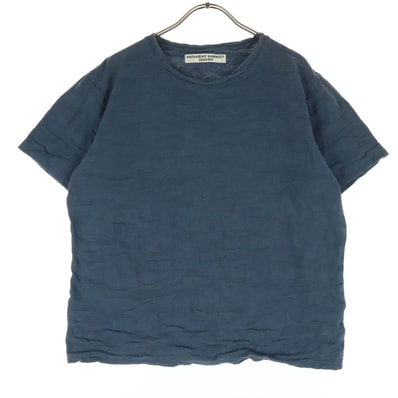 KATHARINE HAMNETT LONDON キャサリンハムネットロンドン 日本製 コットン 総柄 半袖 Tシャツ XL ネイビー系