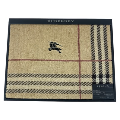新品未使用 BURBERRY バーバリー チェック柄 シングル ベージュ コットン タオルケット 505846 【中古】