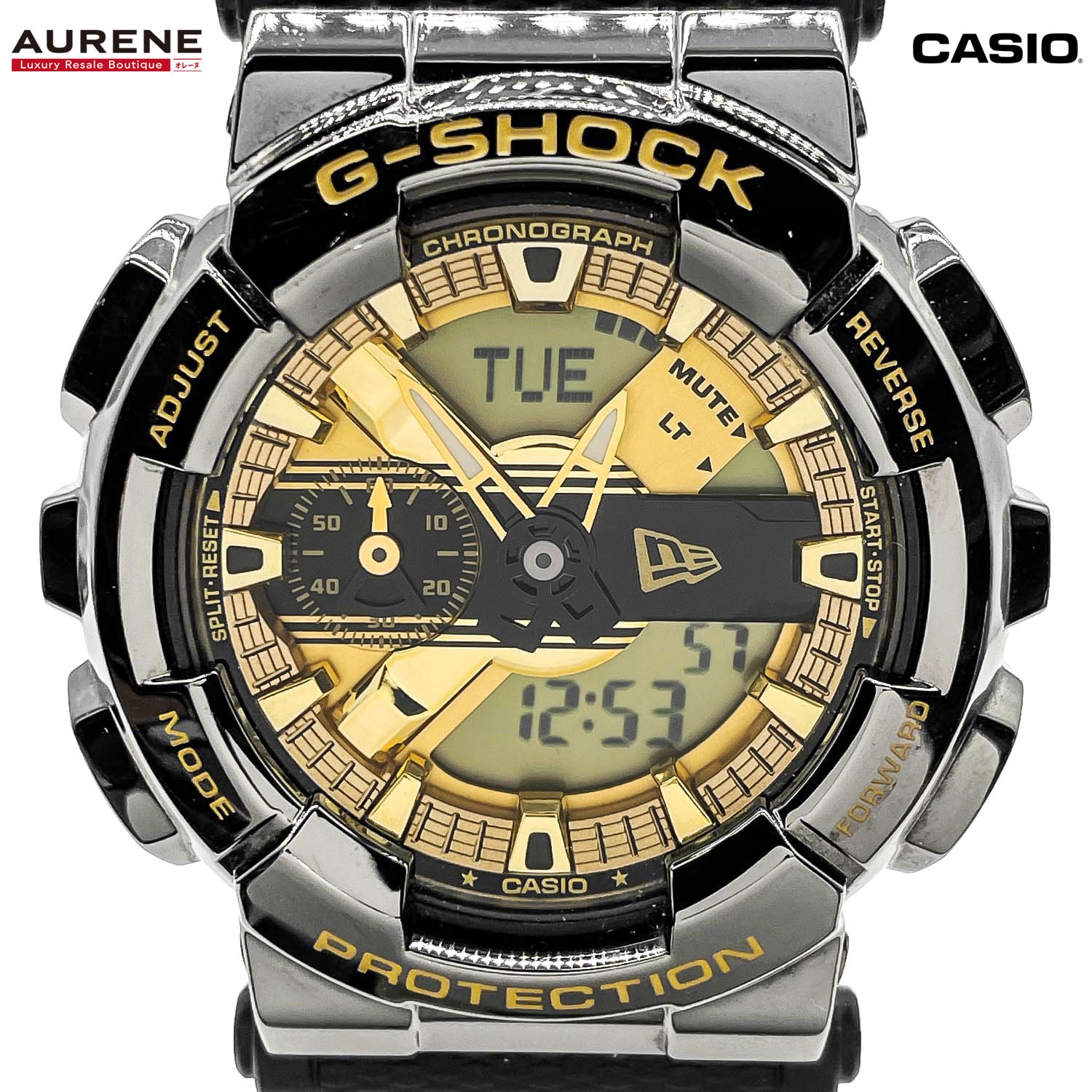 CASIO カシオ G-SHOCK ジーショック NEWERA(ニューエラ) 100周年モデル GM-110NE-1AJR 替えベルト付 腕時計
クオーツ メンズ
【中古】