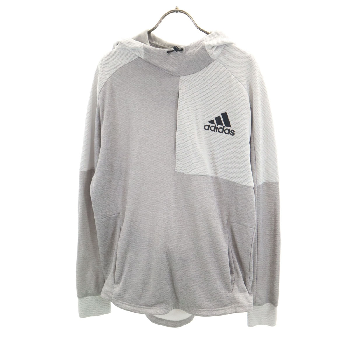 adidas アディダス 長袖 メッシュ切替 パーカー L グレー