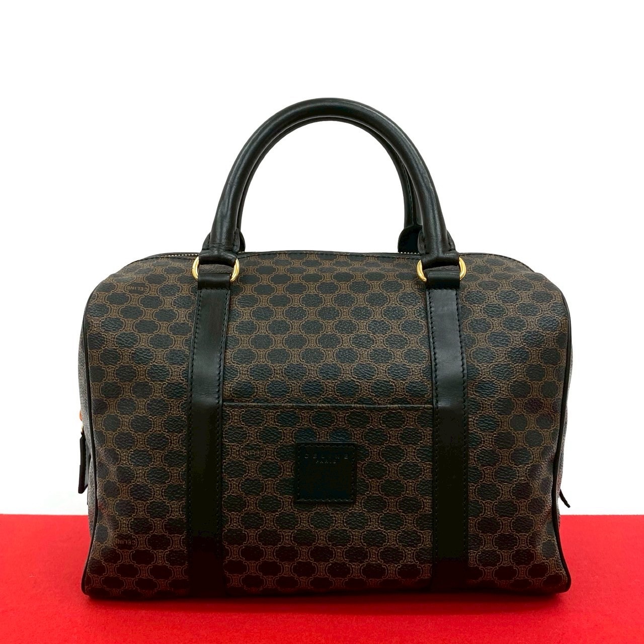 CELINE セリーヌ マカダム ブラゾン トリオンフ 柄 レザー PVC ハンドバッグ ブラック
60140