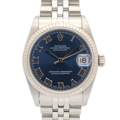 ロレックス ROLEX デイトジャスト T番 腕時計 時計 K18WG(ホワイトゴールド) ステンレススチール ボーイズ ブルー系 ローマ 68274 【中古】