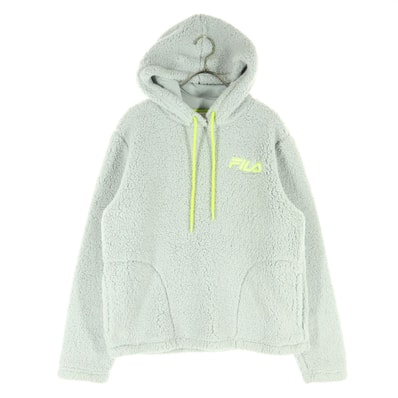 FILA フィラ ロゴ刺繍 長袖 ボア パーカー M グレー