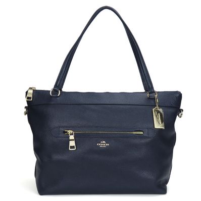 【中古】 コーチ トートバッグ F54687 レザー ネイビー ゴールド金具 2WAY ショルダー 肩掛け レディース 女性 COACH