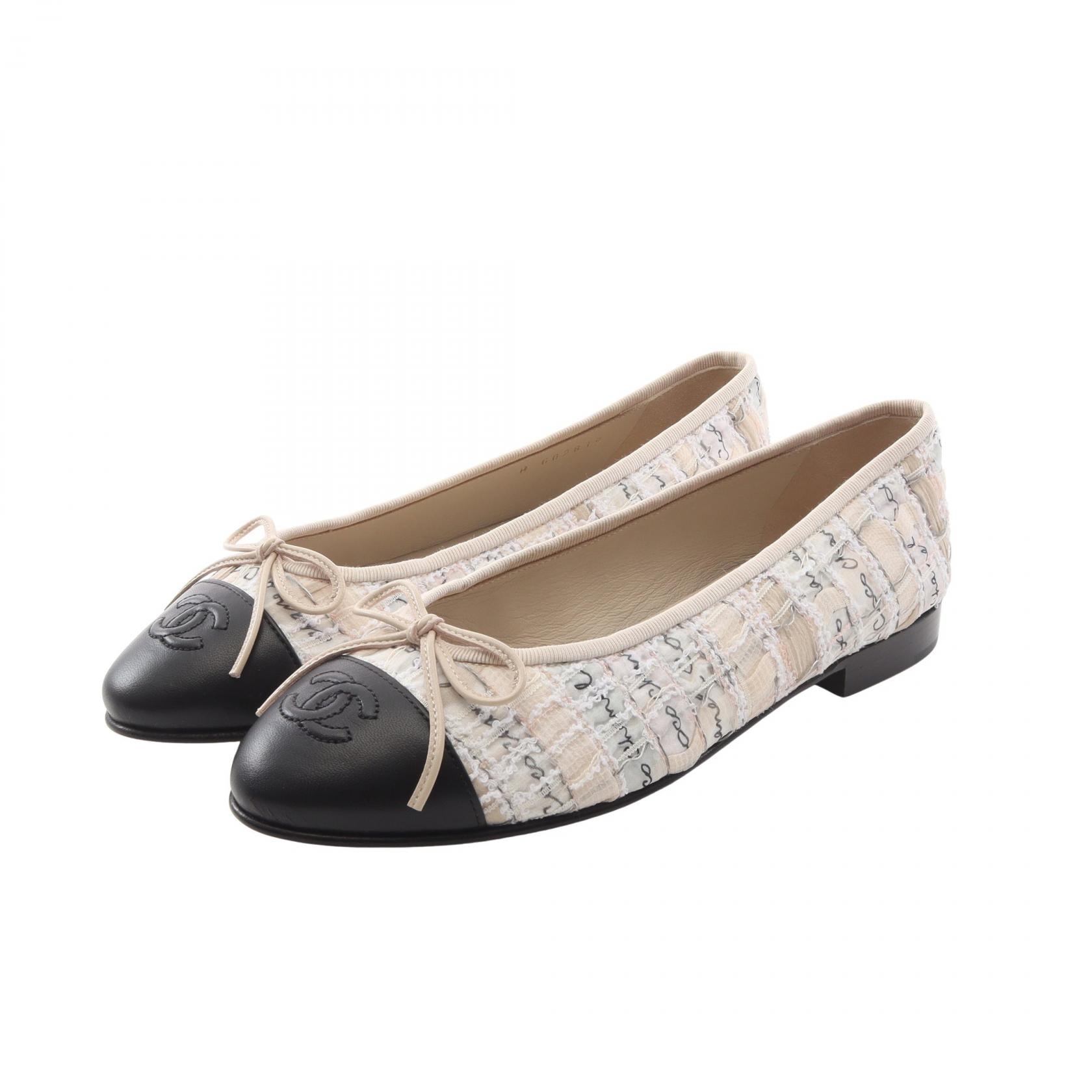 シャネル CHANEL BALLERINA バレリーナ ココマーク パンプス 靴 レザー ファブリック レディース ベージュ系 / ブラック系 G02819 【中古】