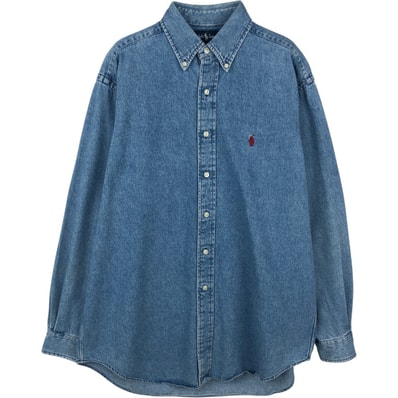 古着 ラルフローレン Ralph Lauren BLAKE 長袖 ボタンダウンデニムシャツ メンズM相当/eaa666232