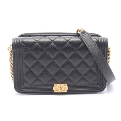 シャネル CHANEL ボーイシャネル フォンケース ショルダーバッグ バッグ キャビアスキン(グレインドカーフ) レディース ブラック系 AP3013 【中古】