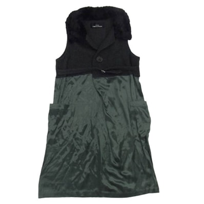 tricot COMME des GARCONS トリココムデギャルソン ワンピース TA-080030 80s ヴィンテージ ファー コート ドッキング ワンピース ブラック系【中古】