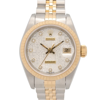 ロレックス ROLEX デイトジャスト 10Pダイヤ N番 腕時計 時計 K18(イエローゴールド) ステンレススチール ダイヤモンド レディース シルバー系 コンピューター/旧ダイヤ 69173G 【中古】