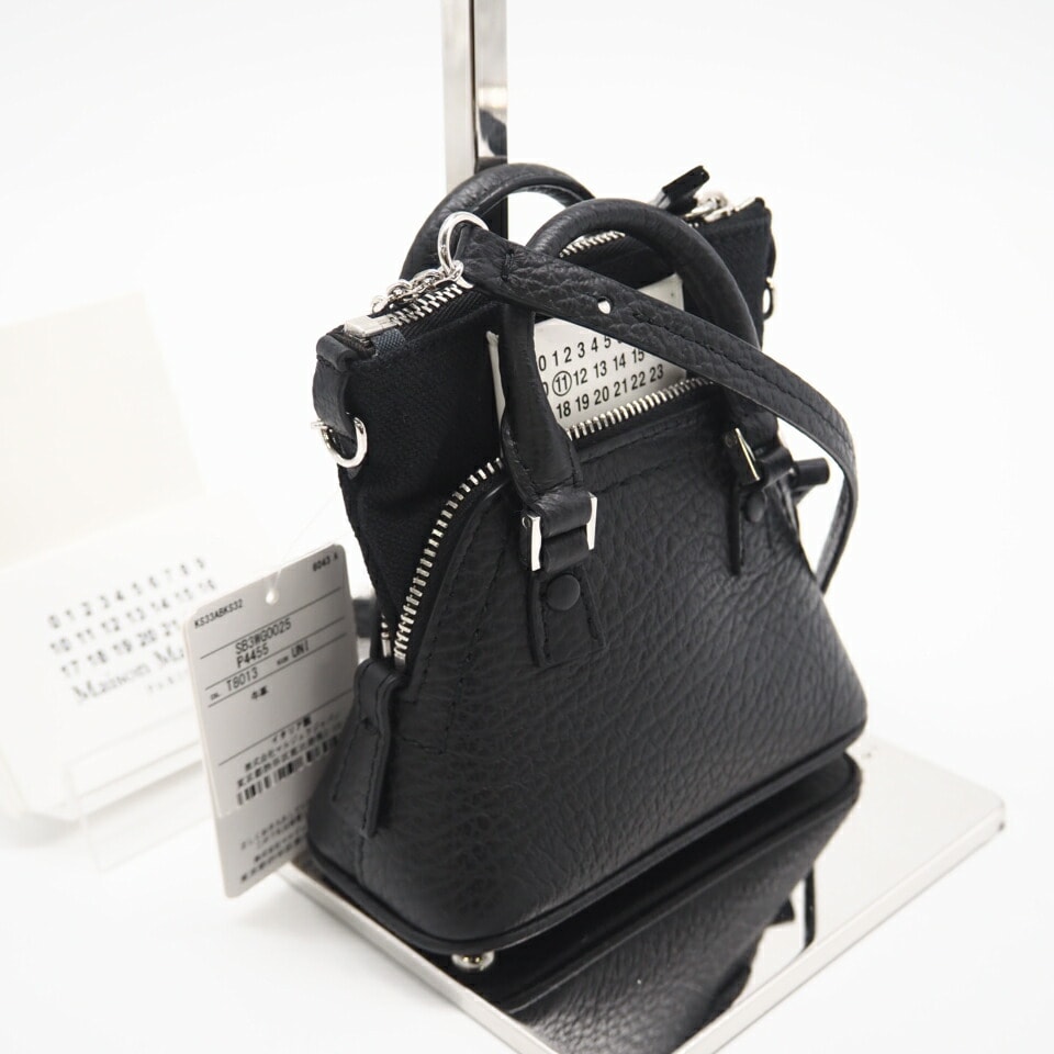 極美品 MAISON MARGIELA メゾンマルジェラ 5AC キャンバスxレザー ベビー 2WAYショルダー SB3WG0025 ショルダーバッグ ブラック キャンバス レザー レディース