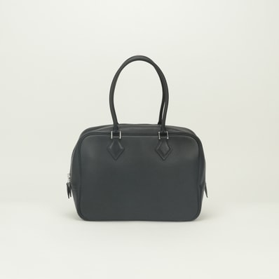 エルメス HERMES プリュム28 プリュムエラン28 バッグ トートバッグ エバーグレイン ノワール Noir ブラック Black 黒 シルバー金具 ハンドバッグ エヴァーグレイン