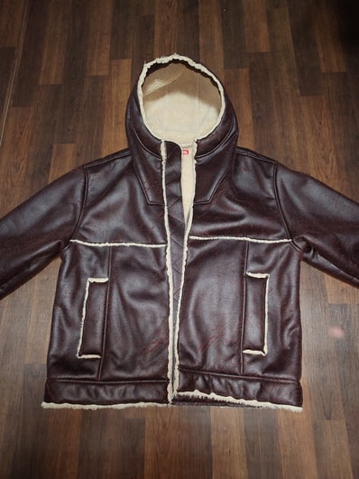 Supreme Faux Shearling Hooded Jacket "Brick"