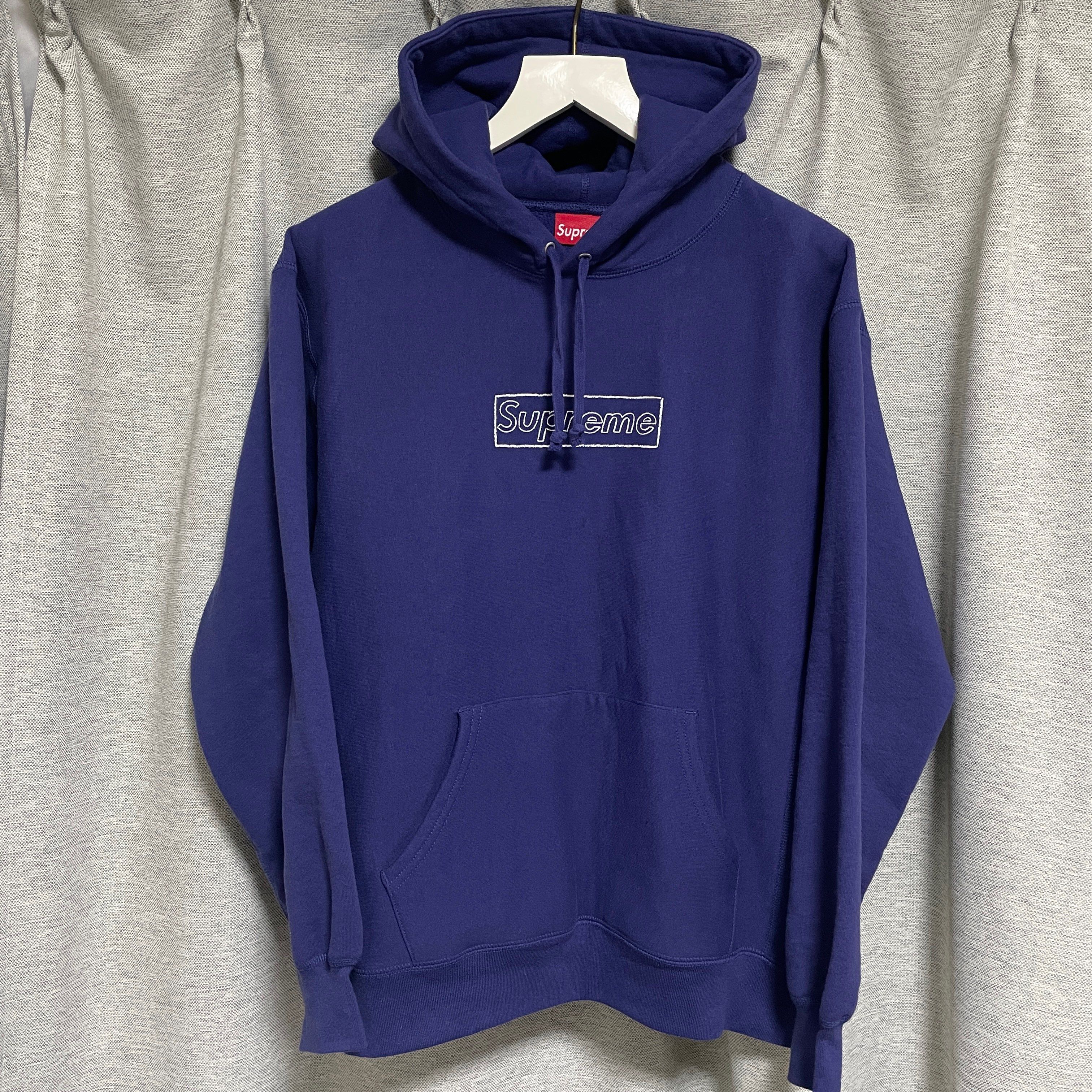Supreme KAWS Chalk Logo Hooded Sweatshirt "Washed Navy"(2021)
