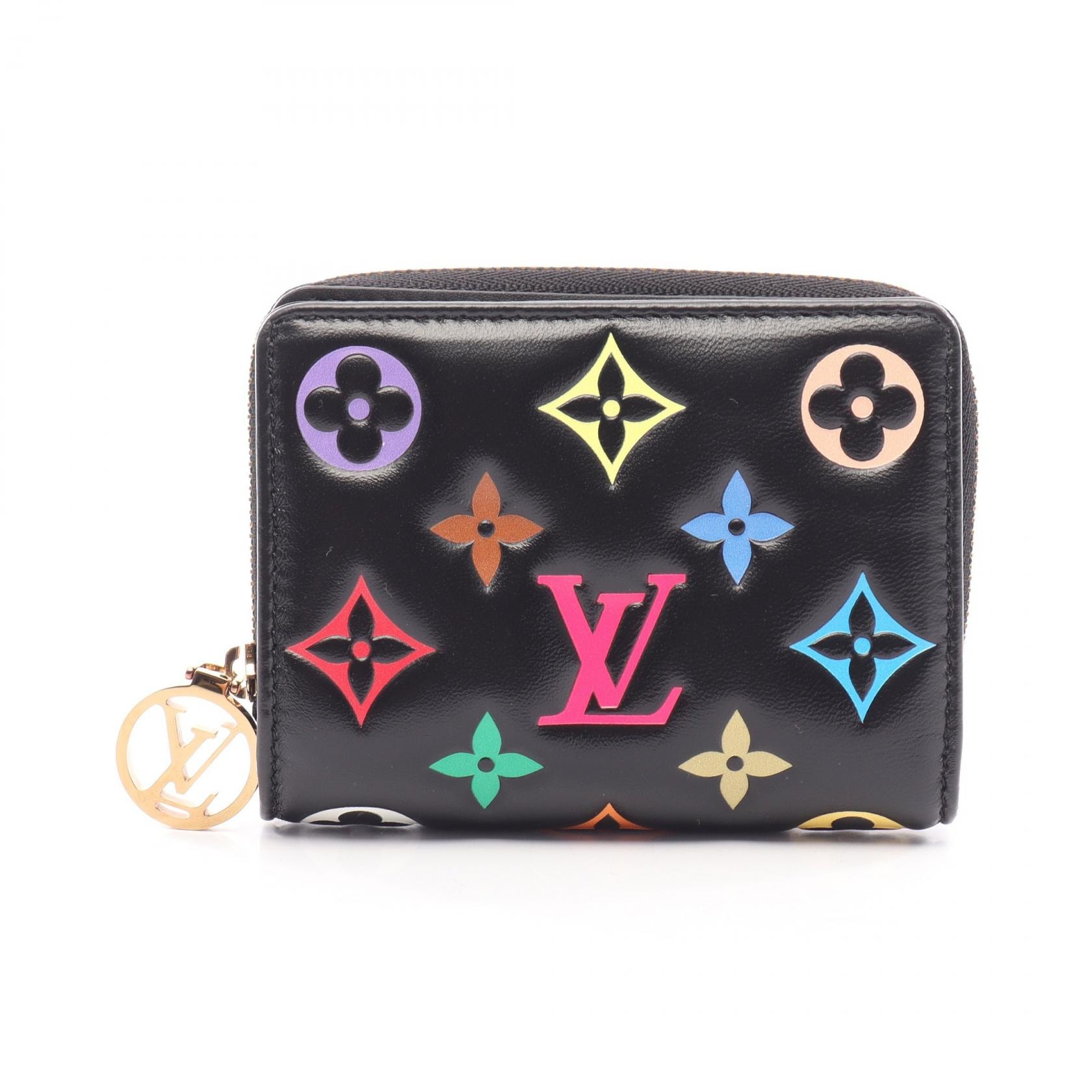 ルイ・ヴィトン LOUIS VUITTON LV × TM ポルトフォイユルー 二つ折り財布 財布 レザー レディース ブラック系 / マルチカラー M13829 【中古】