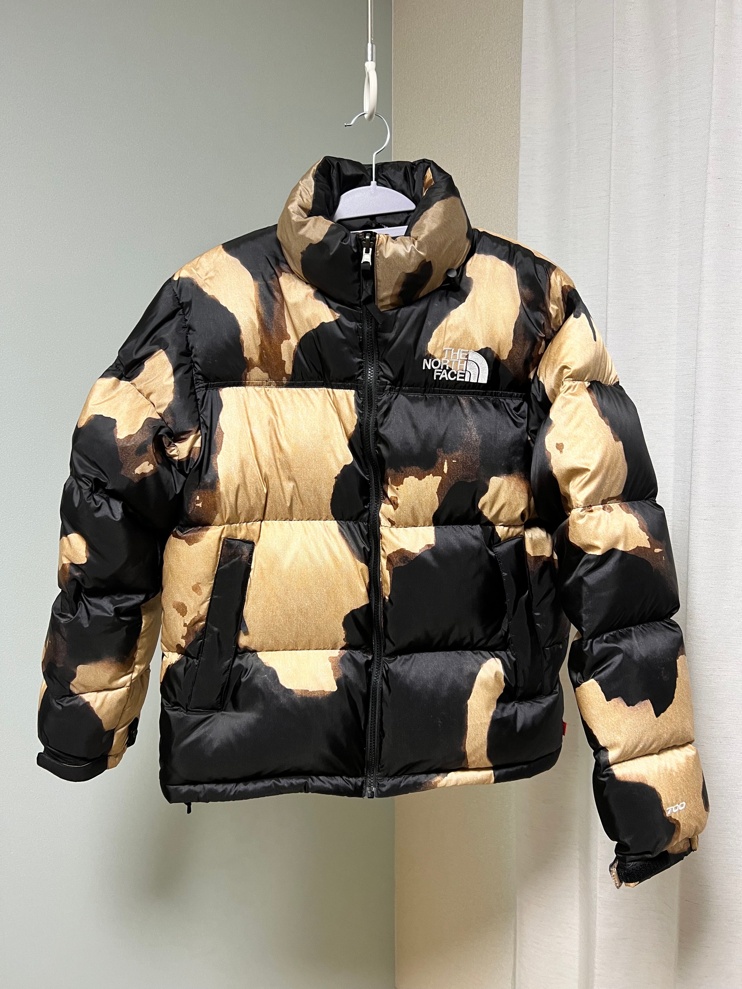 Supreme x The North Face Bleached Denim Print Nuptse Jacket "Black"