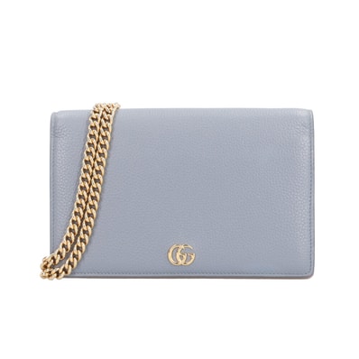 グッチ GGマーモント ショルダーバッグ レザー 497985 ブルー レディース GUCCI 中古