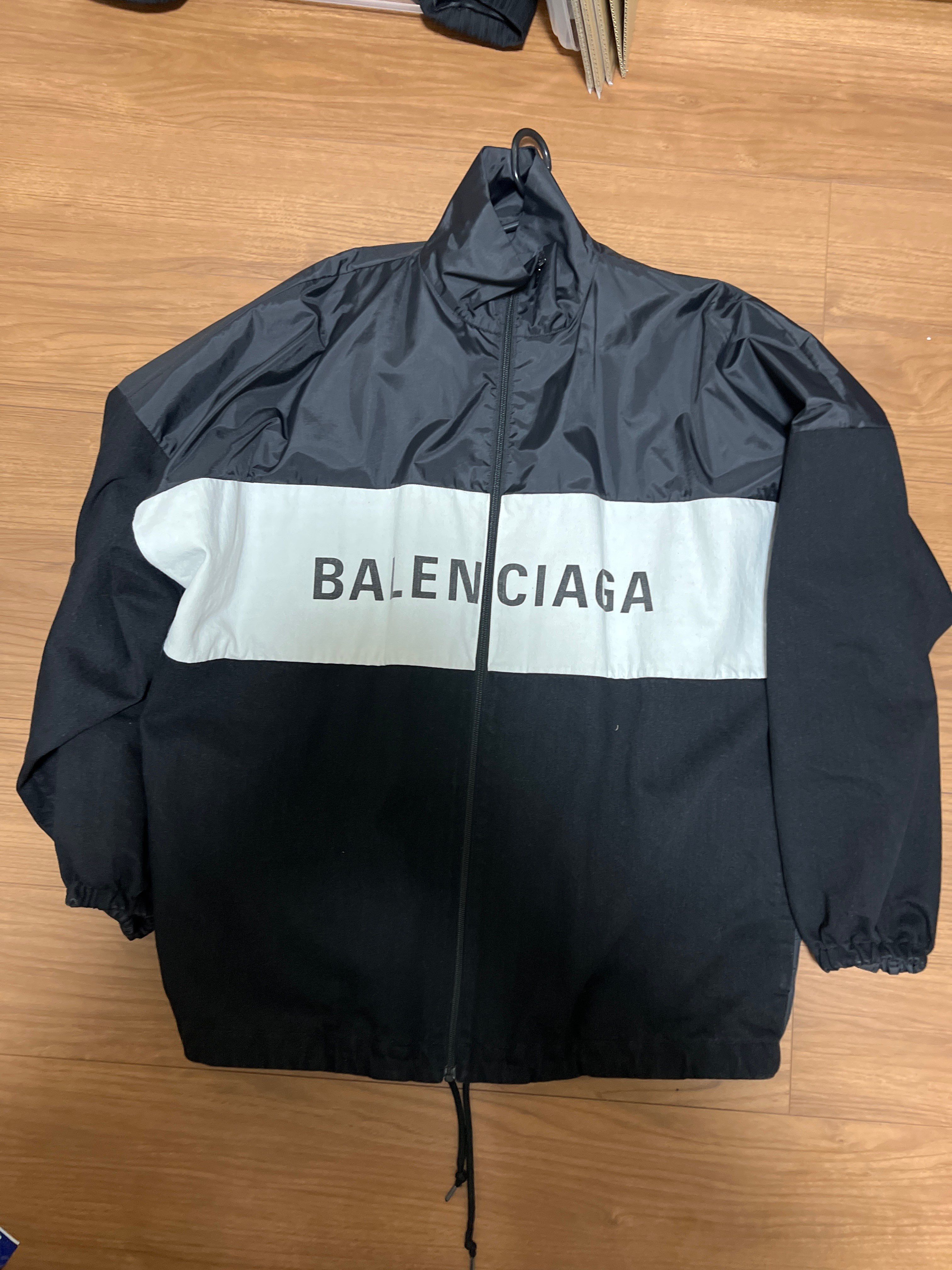 BALENCIAGA Logo Nylon Denim Track Jacket "Black"