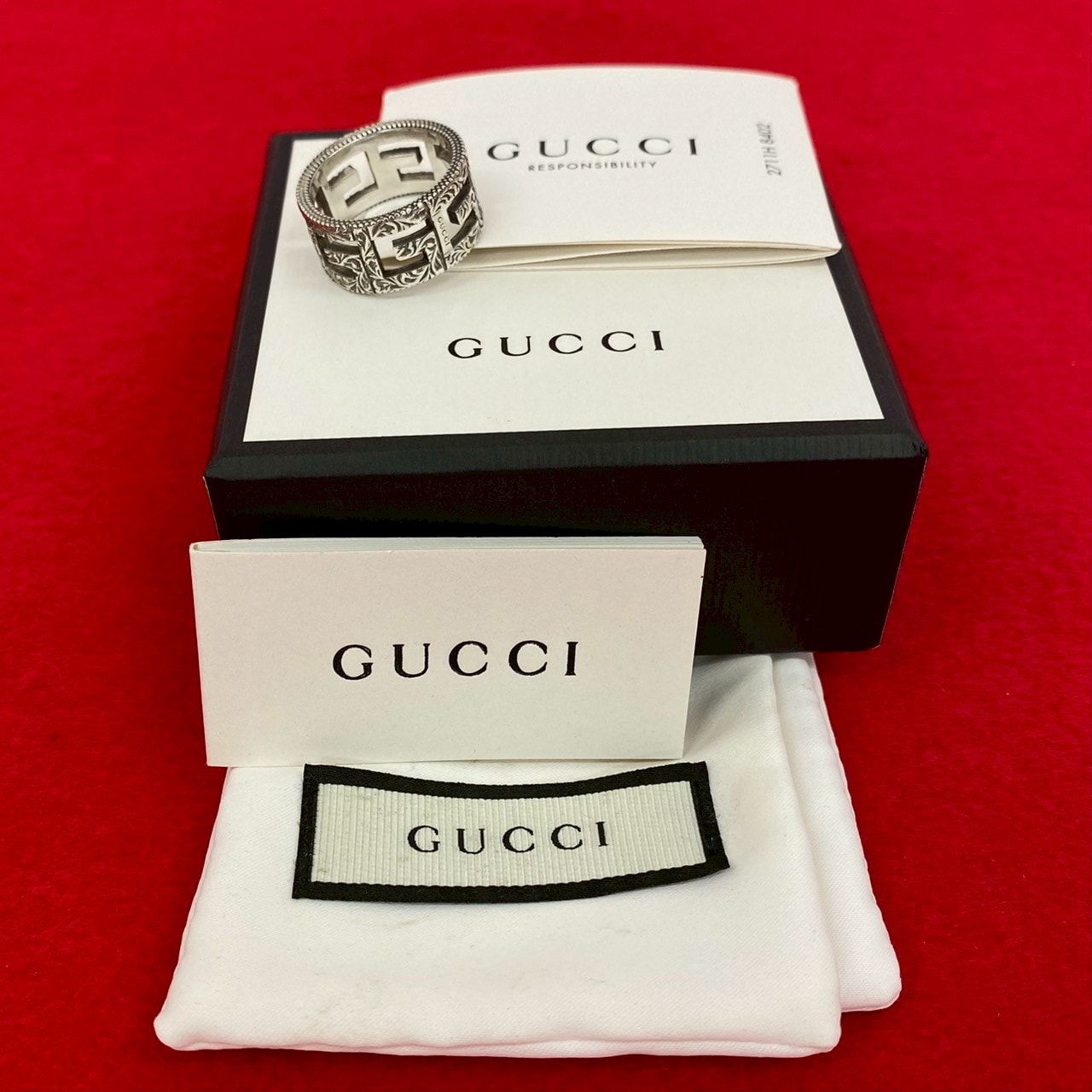 GUCCI グッチ スクエア G アラベスク シルバー925 リング・指輪 18号 シルバー
 72174