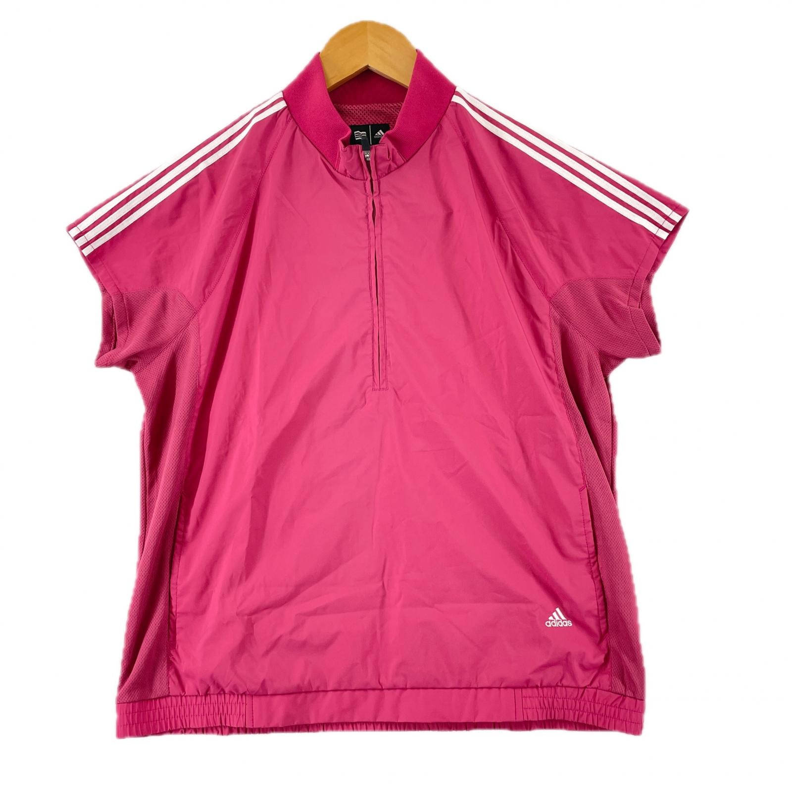 美品 adidas アディダス ハーフジップ ウィンドブレーカー ブランドロゴ 春夏 SS その他トップス ポリエステル ピンク レディース L プルオーバー【古着】【中古】