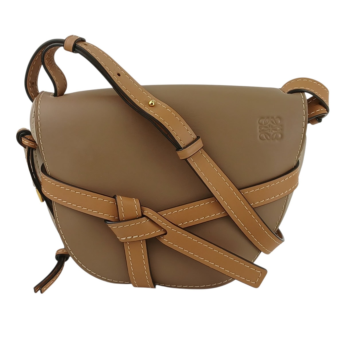 LOEWE ロエベ GATE BAG ゲート スモール ショルダーバッグ 321.54BT20 レザー ベージュ ブラウン  レディース【中古】