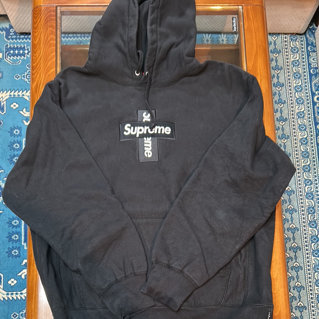 Supreme Cross Box Logo Hooded Sweatshirt "Black"