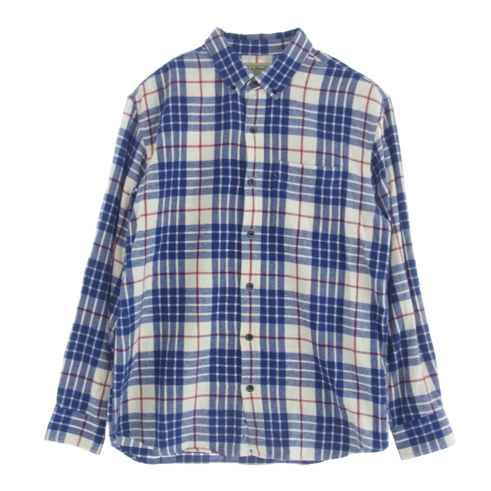 L.L.Bean エルエルビーン 長袖シャツ ボタンダウン 長袖 チェック フランネル シャツ ブルー系 M【中古】