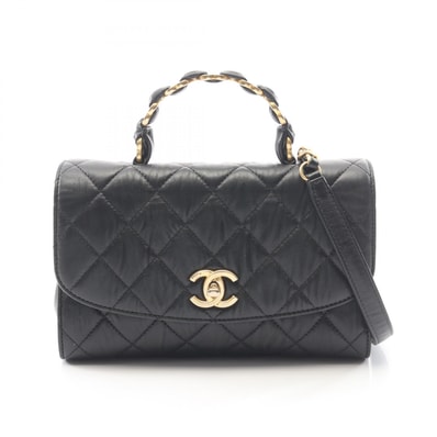 シャネル CHANEL マトラッセ トップハンドル ショルダーバッグ バッグ レザー レディース ブラック系 【中古】