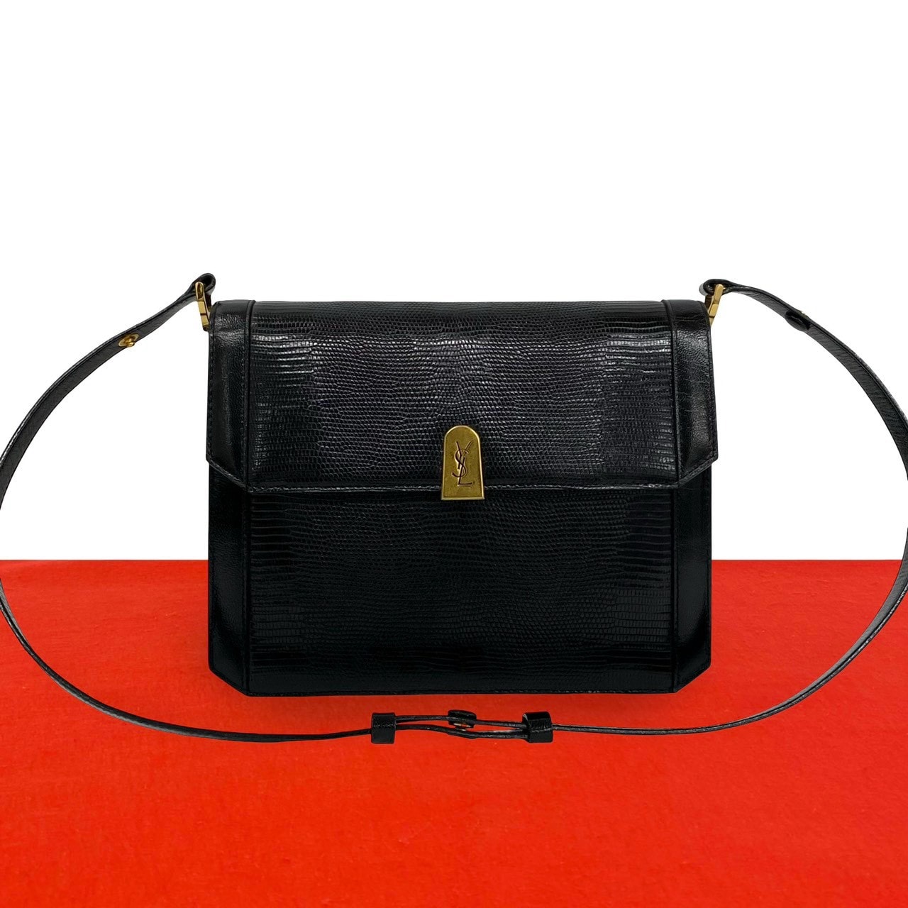 YVES SAINT LAURENT イヴ・サンローラン YSL ロゴ 金具 レザー ショルダーバッグ ブラック
34803
