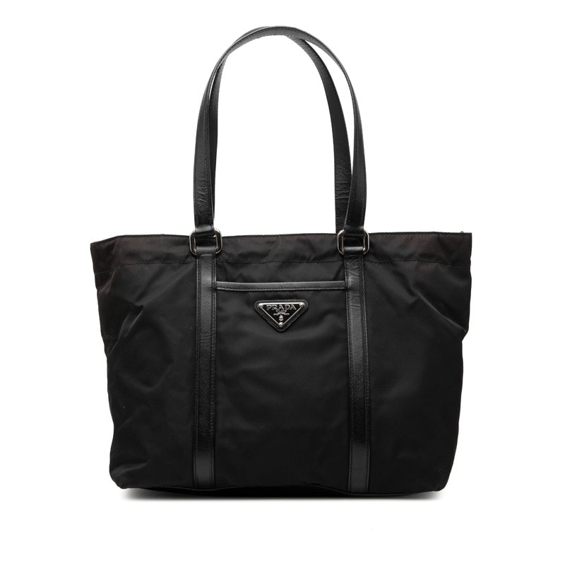 プラダ 三角ロゴプレート トートバッグ ショルダーバッグ BR2311 ブラック ナイロン レザー レディース PRADA 【中古】