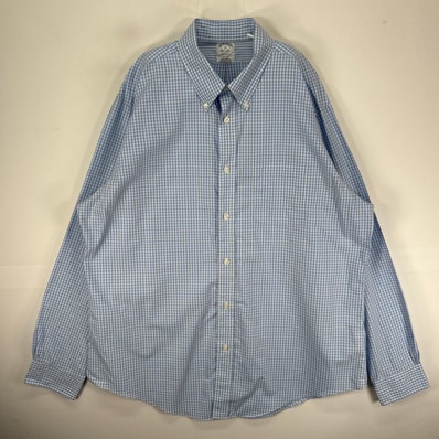 古着 ブルックスブラザーズ Brooks Brothers 長袖シャツ ボタンダウン 胸ポケット XL 水色系 チェック メンズ