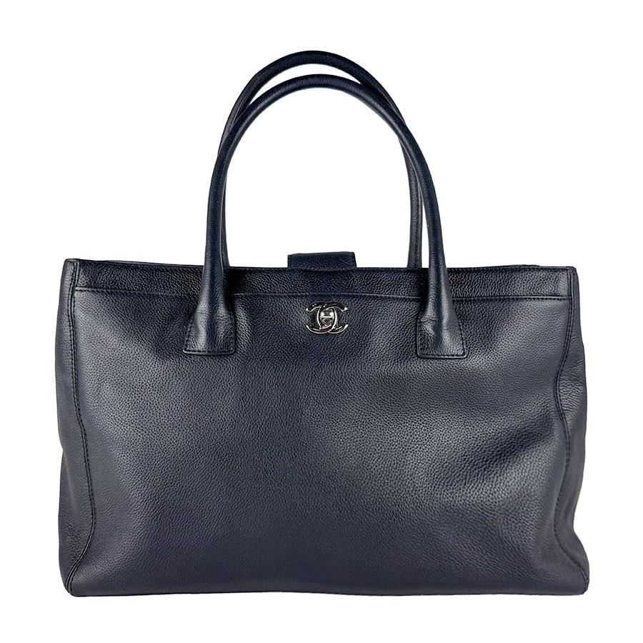 シャネル CHANEL ハンドバッグ キャビアスキンレザー ブラック シルバー レディース【中古】 z10878