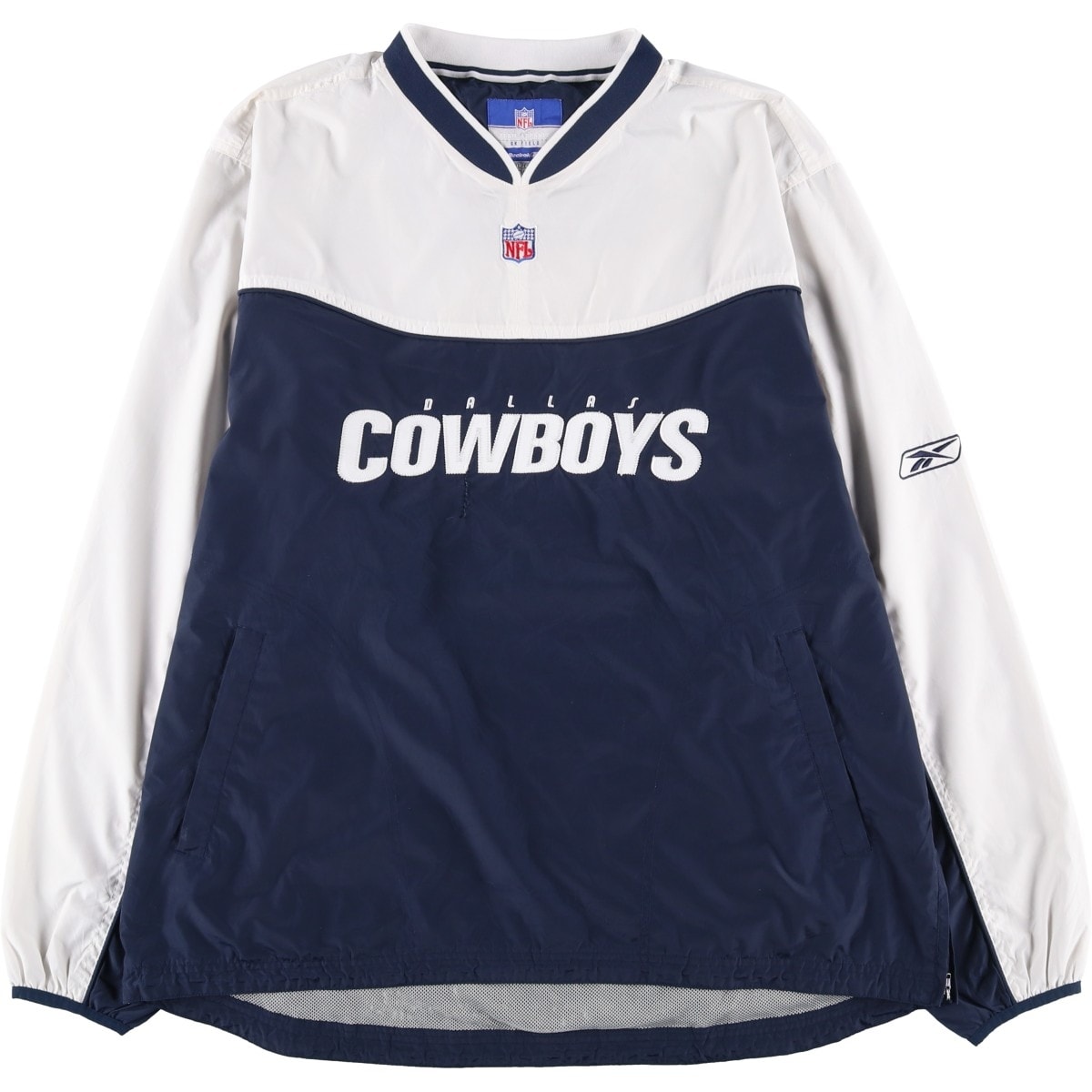 古着 リーボック Reebok NFL DALLAS COWBOYS ダラスカウボーイズ Vネック ナイロンプルオーバー メンズXL相当/eaa602074