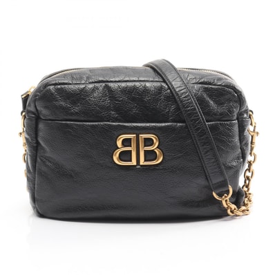 バレンシアガ BALENCIAGA モナコ カメラバッグ ショルダーバッグ バッグ レザー レディース ブラック系 8064582AAR8 【中古】