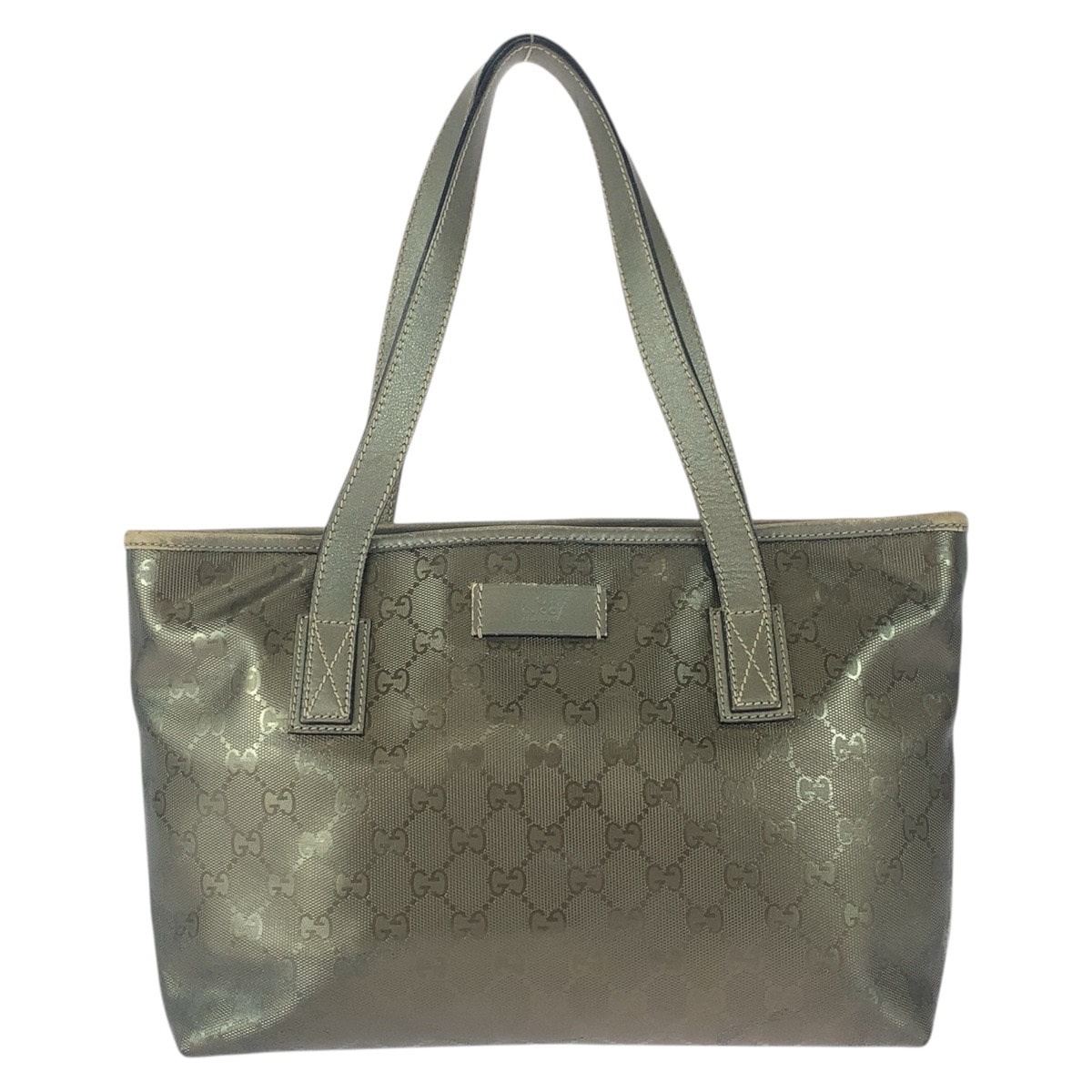 GUCCI グッチ GGインプリメ グレージュ ガンメタ金具 GGキャンバス レザー/ トートバッグ ショルダーバッグ 505888 【中古】