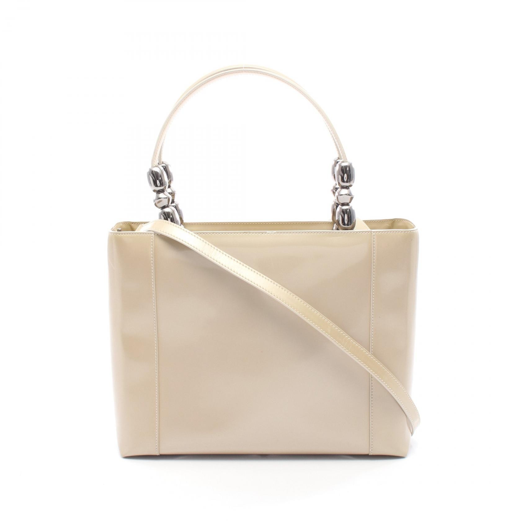 ディオール Dior マリスパール ハンドバッグ バッグ パテントレザー レディース ベージュ系 【中古】