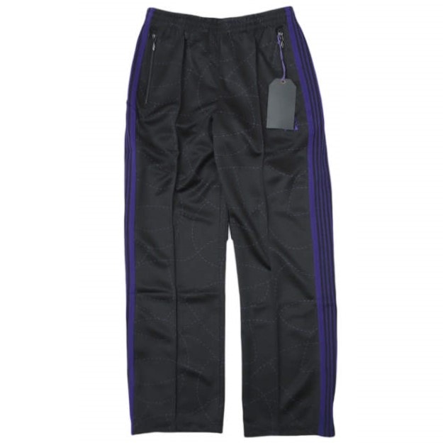 新品 Needles x DC SHOES ニードルス ディーシーシューズ 23AW 別注 日本製 Track Pant - Poly Smooth / Printed トラックパンツ ポリスムース プリント MR609 S BLACK イージー ボトムス