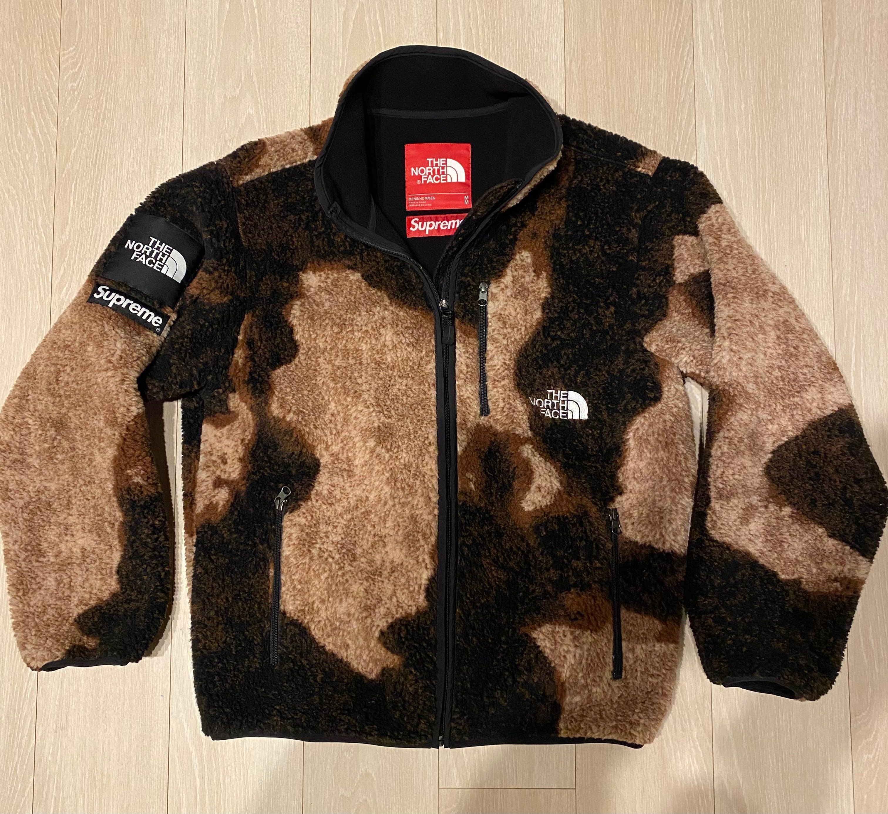Supreme x The North Face Bleached Denim Print Fleece Jacket "Black"