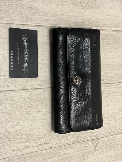 Chrome Hearts Judy Cross Button Leather Wallet "Black/Silver"