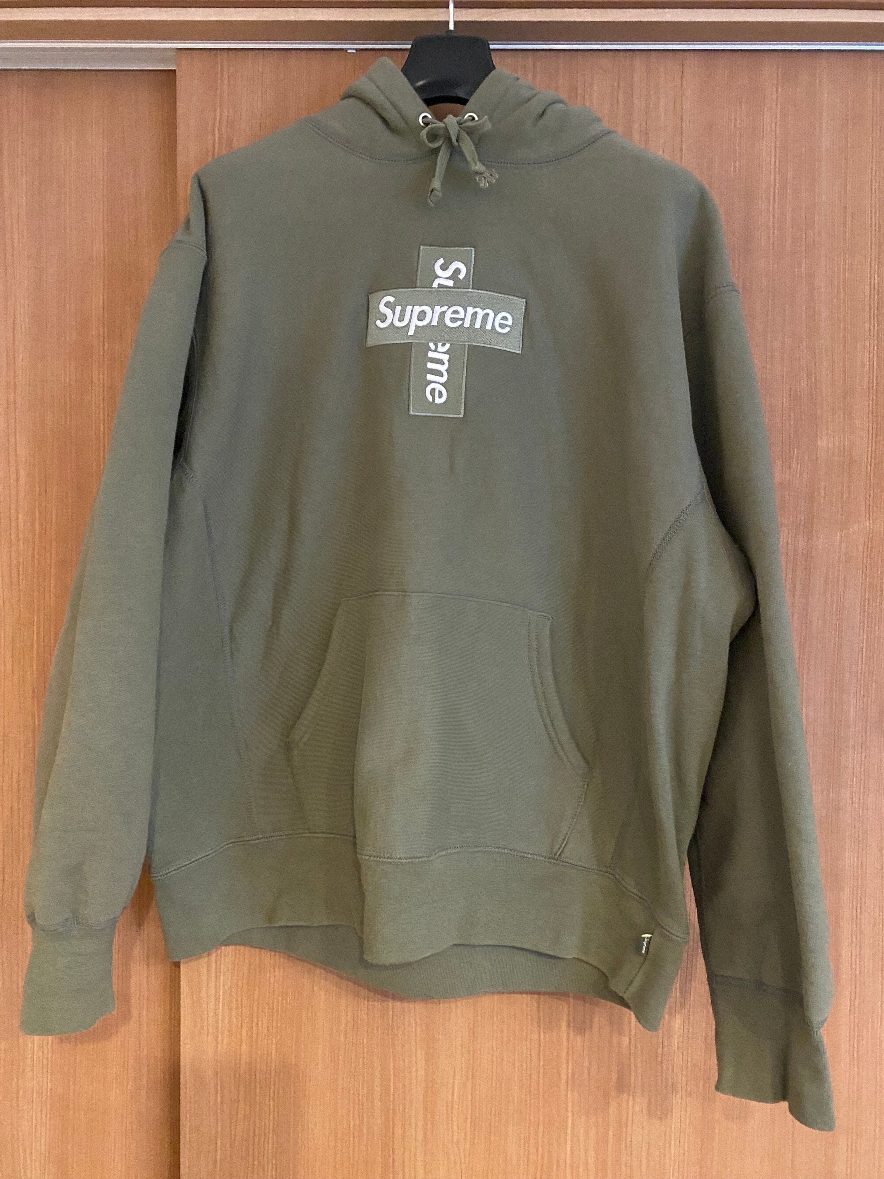 Supreme Cross Box Logo Hooded Sweatshirt "Light Olive"