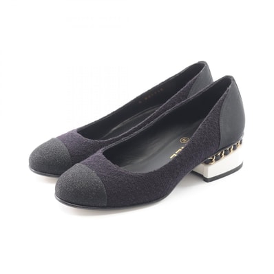 シャネル CHANEL ココマーク パンプス 靴 ファブリック レディース ブラック系 【中古】