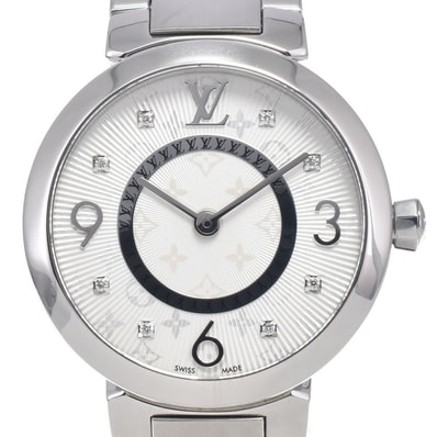 値下 ルイ・ヴィトン LOUIS VUITTON Q12MG タンブール スリム PM モノグラム 8P ダイヤモンド レディース 良品 腕時計 H#147299