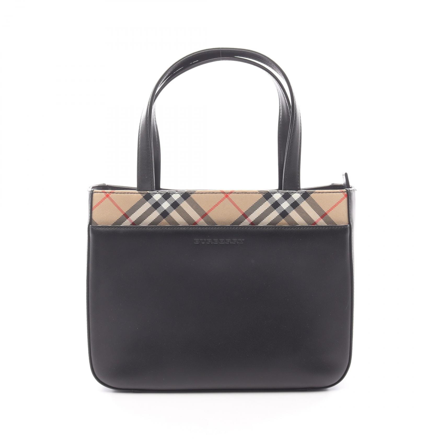 バーバリー BURBERRY ノバチェック ハンドバッグ バッグ キャンバス レザー レディース ブラック系 / ベージュ系 / マルチカラー 【中古】